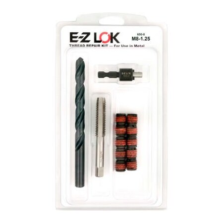 E-Z Lok Thread Repair Kit, Self Locking Thread Inserts, M8-1.25-1/2"-13, Steel EZ-650-8